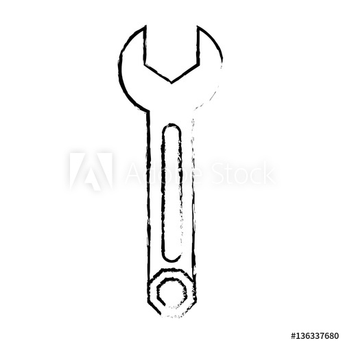 500x500 Wrench Tool Icon Image Sketch Line Vector Illustration Design - Wrench Sketch