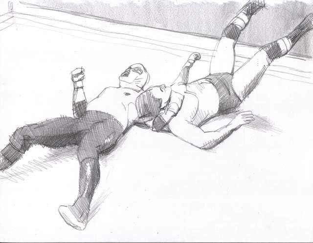 640x498 New Drawings Artwork By D. B. Clemons - Wrestling Sketches