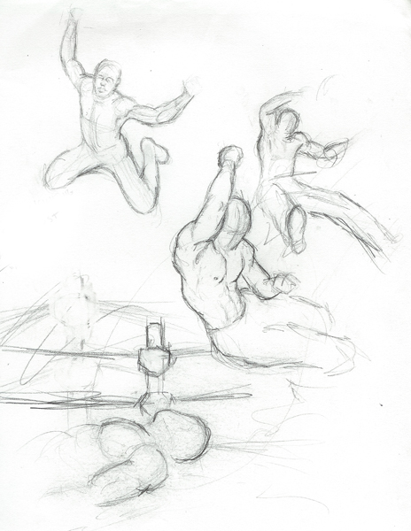 464x600 Sketches By Bert Fanslow - Wrestling Sketches