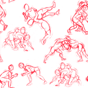 173x173 Wrestling Fabric, Wallpaper Amp Gift Wrap - Wrestling Sketches