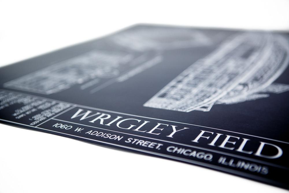 1000x667 Wrigley Field Blueprint Style Poster - Wrigley Field Sketch