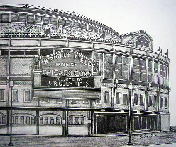 600x503 Wrigley Field Drawing By Juliana Dube - Wrigley Field Sketch
