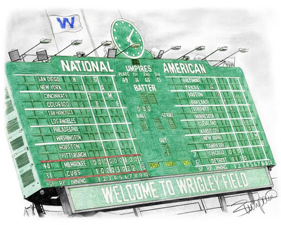 570x456 Chicago Cubs Wrigley Field Scoreboard Pencil Drawing Etsy - Wrigley Field Sketch