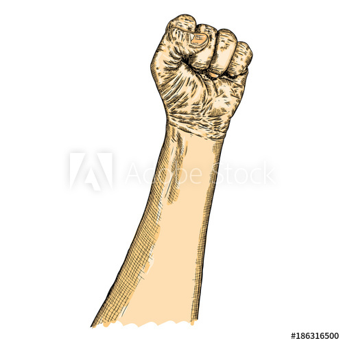 500x500 Human Male Hand Raised Up, Symbol Of Fighting, Freedom, Revolution - Wrist Sketch