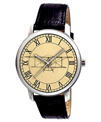 342x411 Biplane Sketch Art Vintage Aircraft Enthusiast 38 Mm Wrist Watch - Wrist Watch Sketch