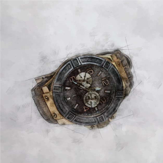 626x626 Wristwatch Sketch Vector Premium Download - Wrist Watch Sketch