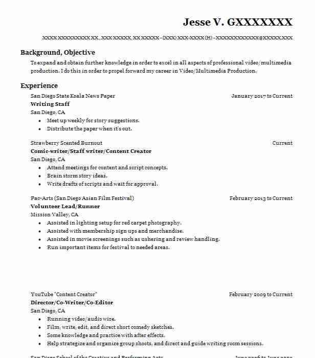 616x700 Writing Staff Resume Example (San Diego State Koala News Paper - Writing Comedy Sketches