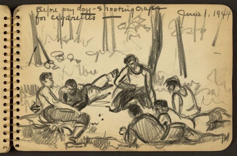 770x509 Sketches Of Wwii Made By A 21 Year Old Soldier Serving In The Conflict - Ww2 Sketches