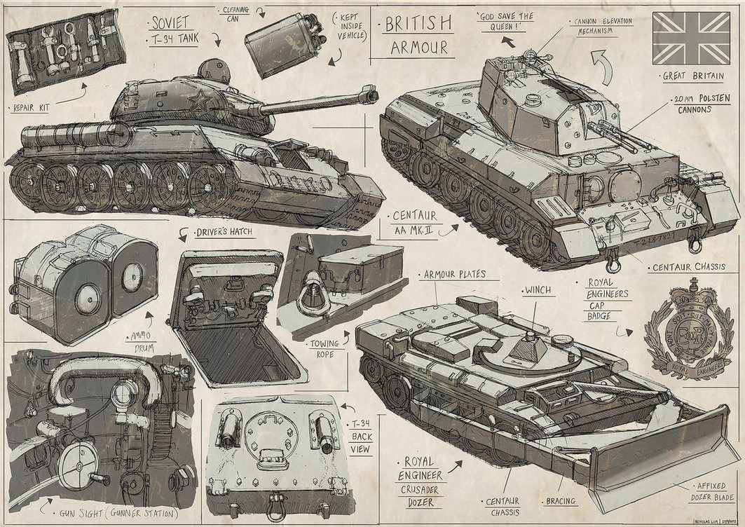 1063x752 Ww2 Vehicle Sketches By Magnum117 - Ww2 Sketches