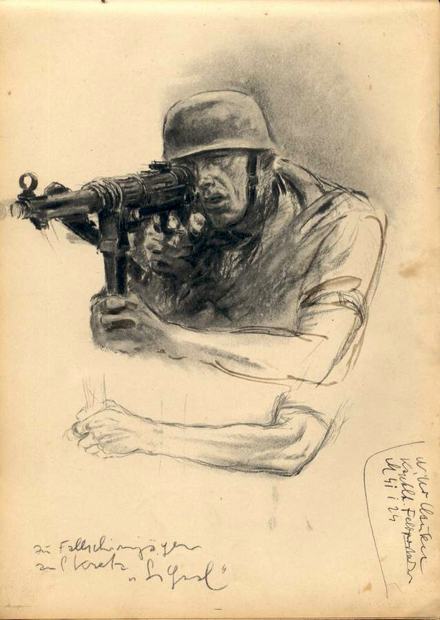 639x900 World War Ii Sketches By Hans Liska - Ww2 Soldier Sketch