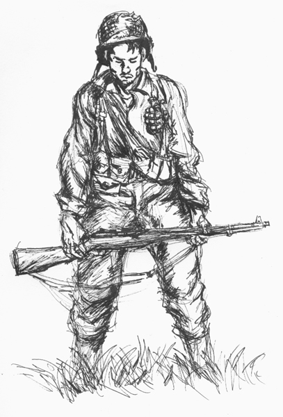 407x600 Another After Brodie Wwii Gis - Ww2 Soldier Sketch