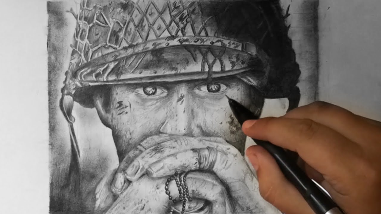 1280x720 Call Of Duty Ww2 Speed Drawing - Ww2 Soldier Sketch