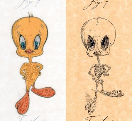 450x414 Michael Paulus Draws Awesome X Ray Sketches Of Cartoon Characters - X Ray Sketch