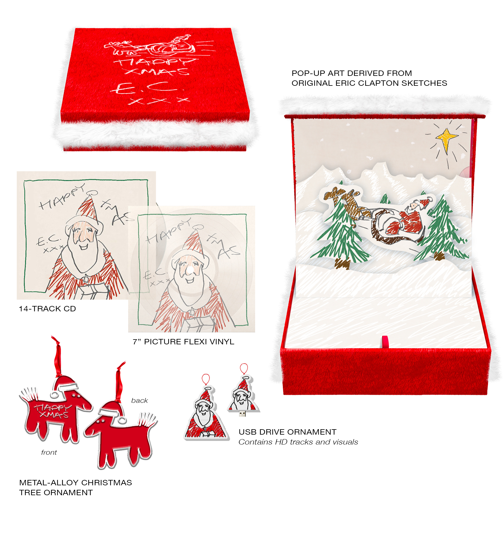 1680x1787 Eric Clapton Happy Xmas Deluxe Box Set (Pre Order) - Xmas Sketches