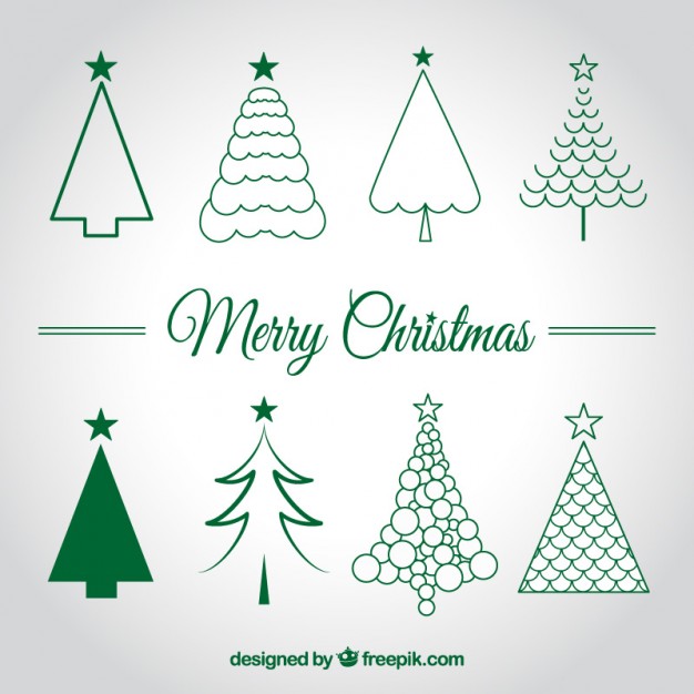 626x626 Christmas Trees Sketches Vector Free Download - Xmas Tree Sketch