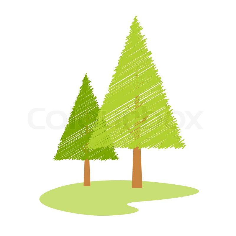 800x800 Illustration Of Vector Christmas Tree With Sketch Effect Against - Xmas Tree Sketch