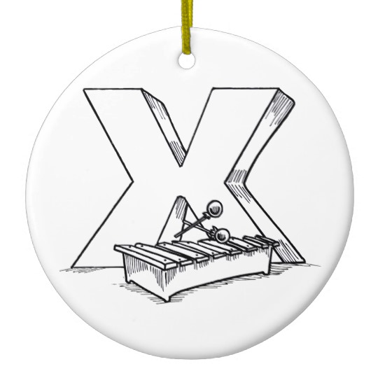 540x540 X For Xylophone Outline Ceramic Ornament - Xylophone Sketch