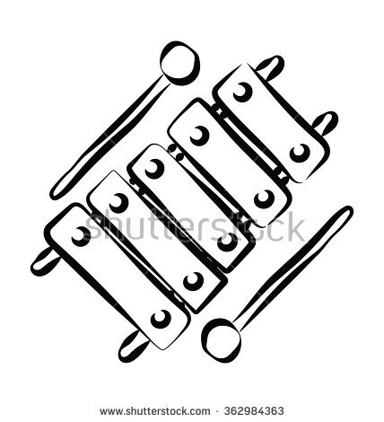 428x470 Collection Of Xylophone Instrument Drawing High Quality - Xylophone Sketch