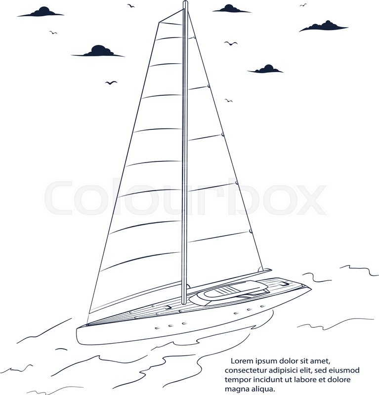 767x800 Yacht Race Poster Design With Sail Boat Sketch. Luxury Yacht - Yacht Sketch