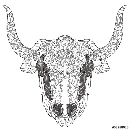 500x500 Yak Head Doodle With Black Nose On White Background.vector - Yak Sketch