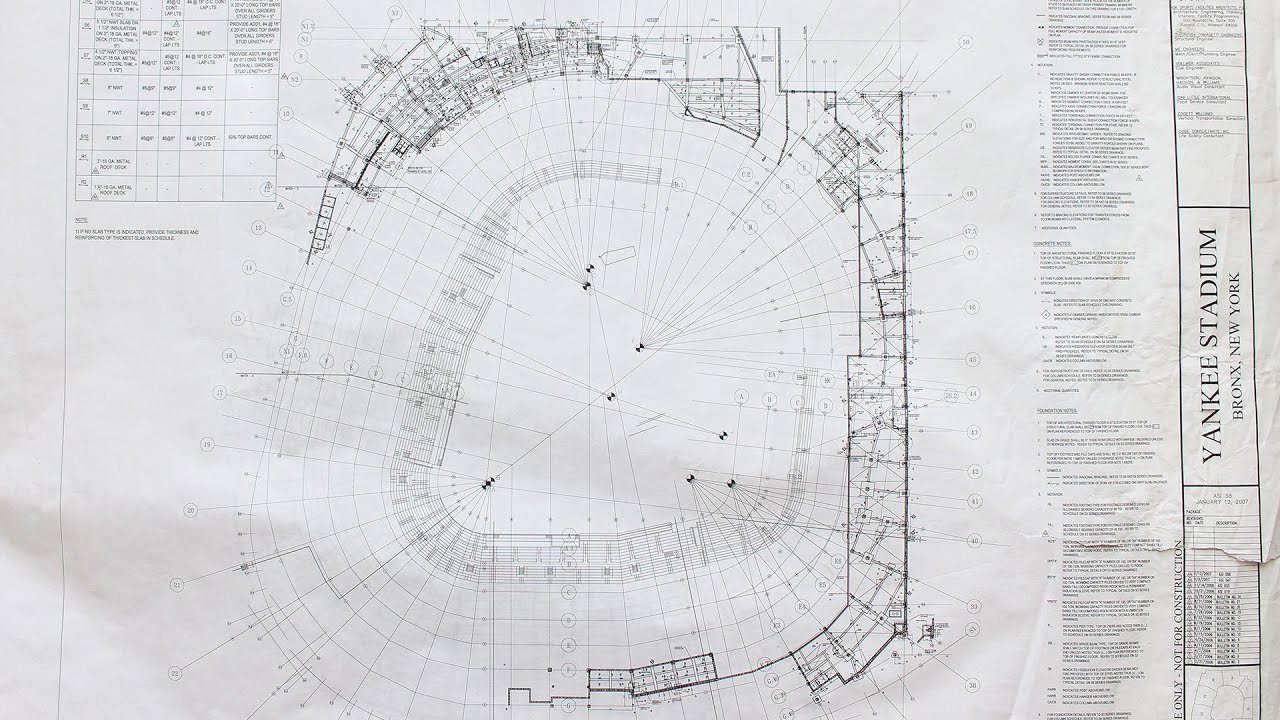 1280x720 Yankee Stadium Blueprint Up For Auction - Yankee Stadium Sketch