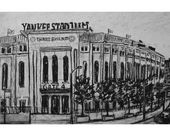 570x456 Yankee Stadium Drawing Bronx New York City New York Yankees Etsy - Yankee Stadium Sketch