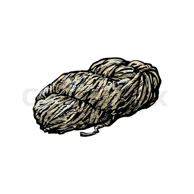 800x800 Hand Spun Twisted Yarn Of Grey Wool, Farm Product, Sketch Style - Yarn Sketch