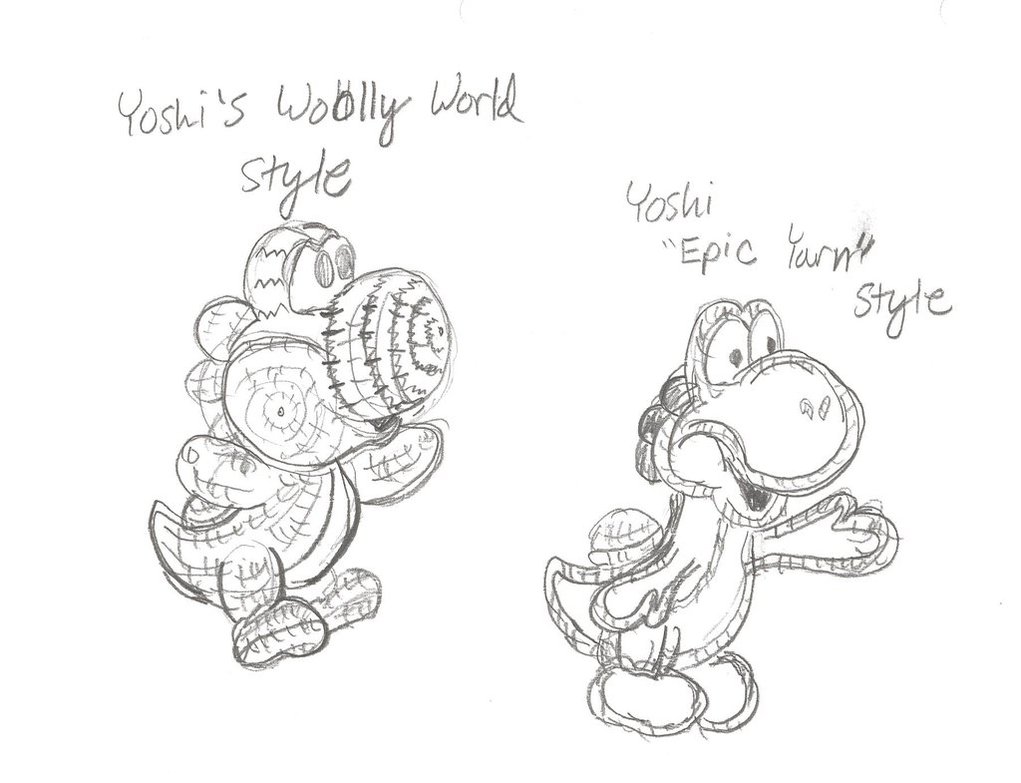 1021x783 Yoshi Yarn Styles Sketch By Yoshigamergirl - Yarn Sketch