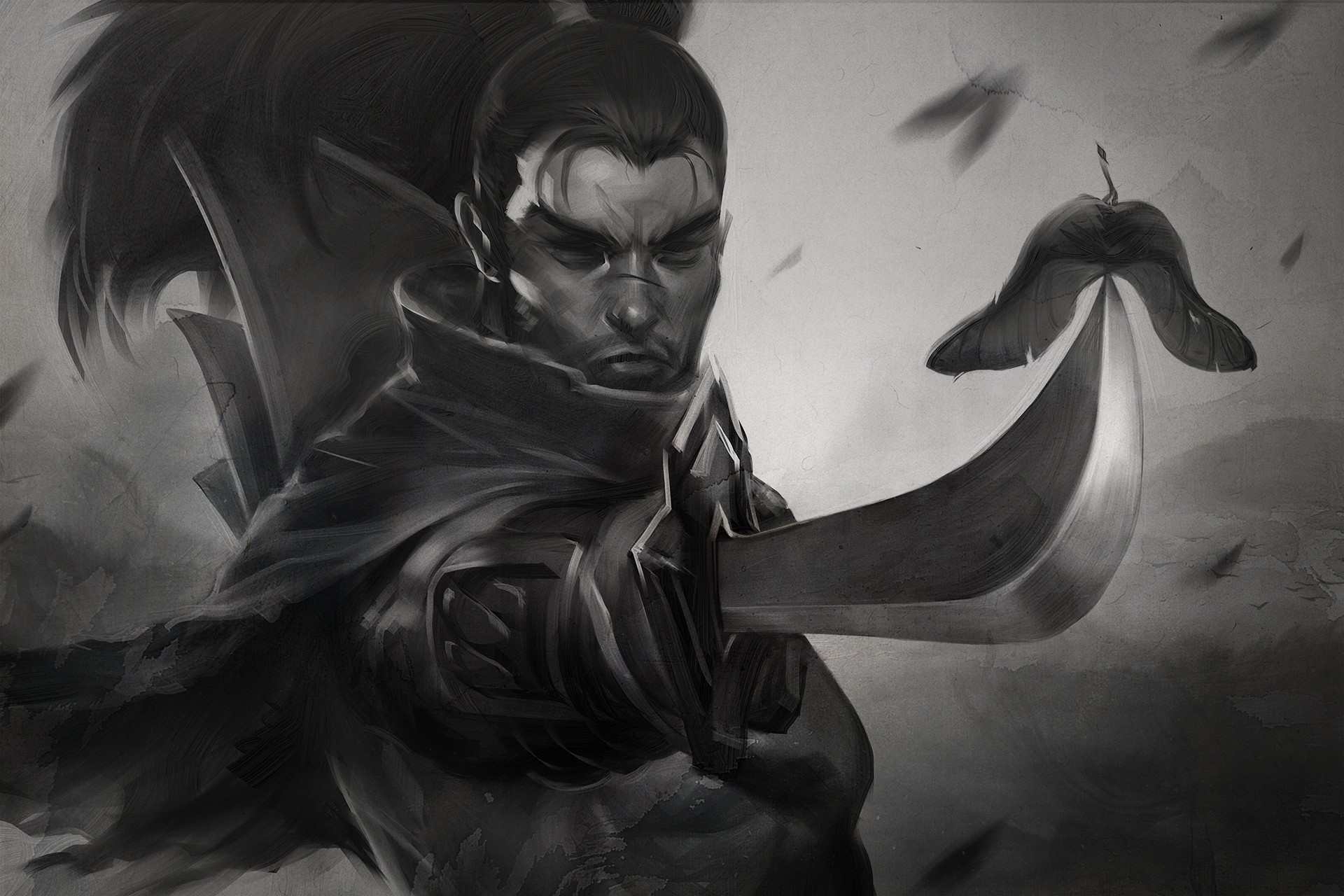 1920x1280 Wallpaper Drawing, Illustration, League Of Legends, Sculpture - Yasuo Sketch
