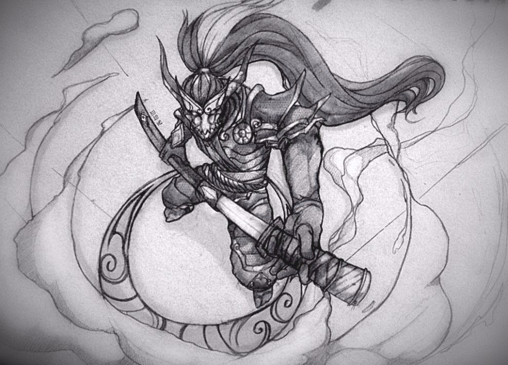990x712 Drlein (Idrilein Idrilen) On Twitter Blood Moon. Thresh - Yasuo Sketch