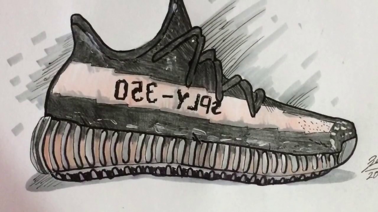 1280x720 How To Draw Yeezy Boost 350 - Yeezy Boost Sketch