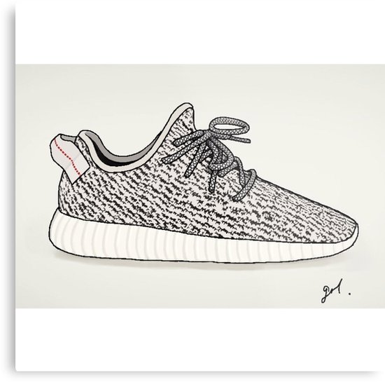 550x545 Yeezy Boost 360 Illustration Metal Prints By Grlcustoms Redbubble - Yeezy Boost Sketch