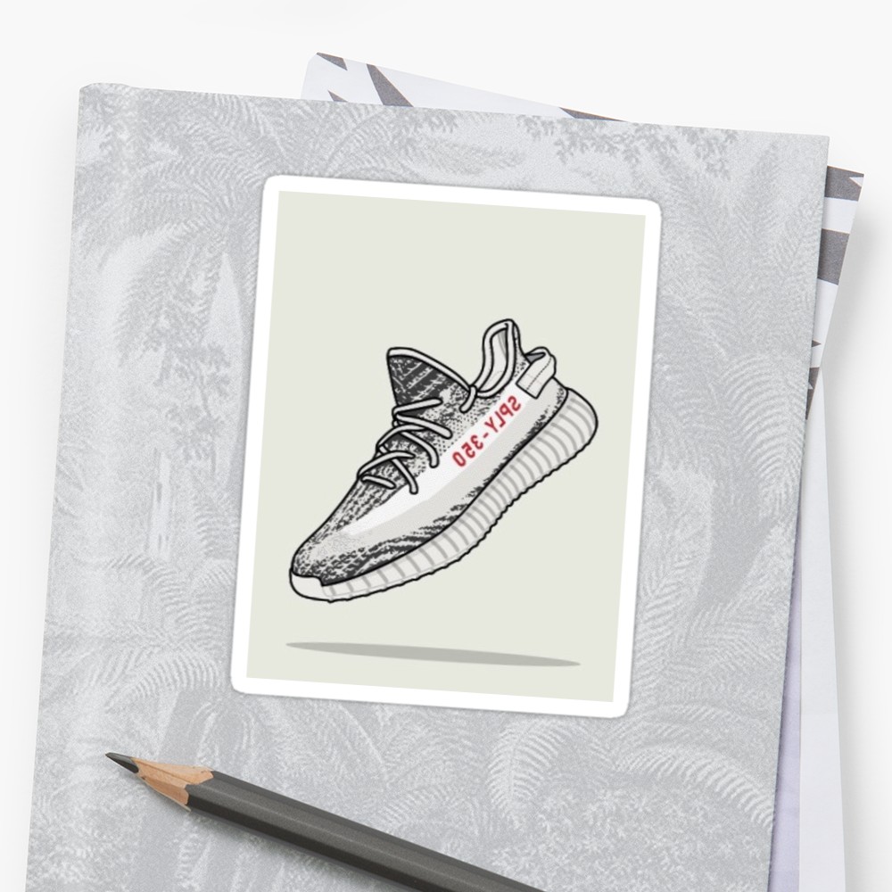 1000x1000 Yeezy Boost V2 Zebra Stickers By Harrysopho Redbubble - Yeezy Sketch