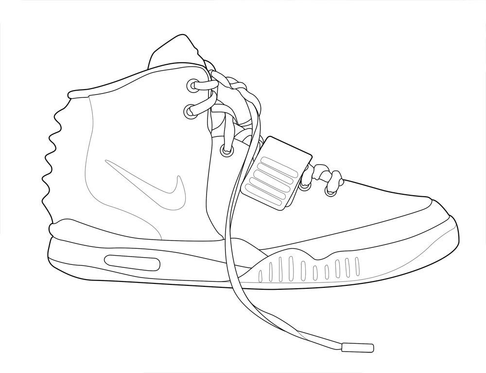 1000x766 Air Yeezy 2 Drawing Technical Flats In 2018 Air - Yeezy Sketch