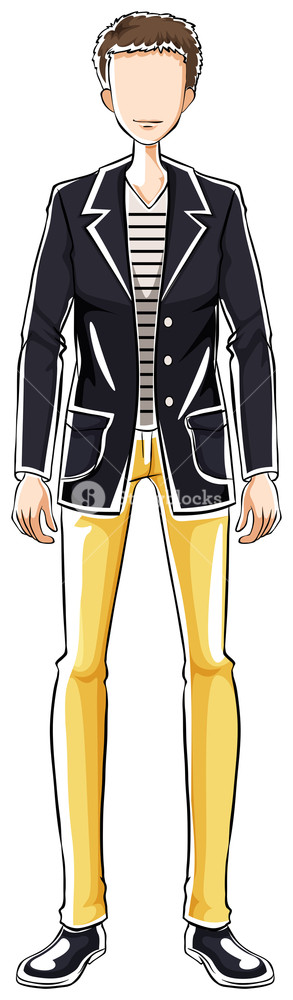 293x1000 Sketch Of Male In Black Jacket And Yellow Pants Royalty Free Stock - Yellow Jacket Sketch