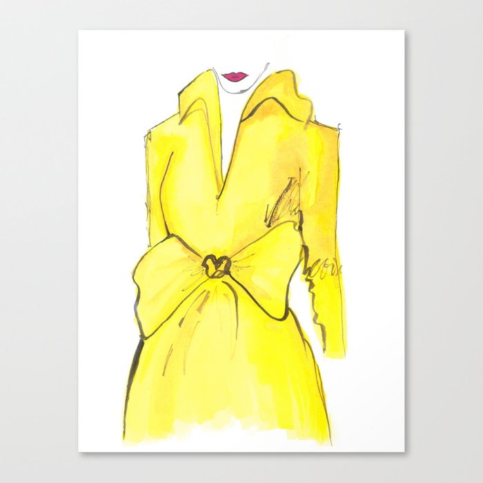 700x700 Yellow Coat With Bow Print From Original Watercolor Painting - Yellow Jacket Sketch