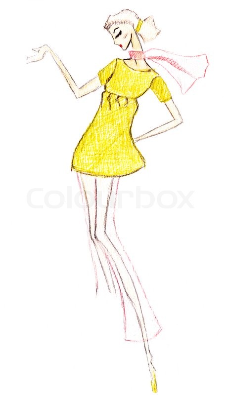 457x800 Summer Women Short Yellow Dress Stock Photo Colourbox - Yellow Sketch