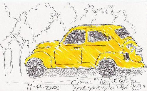 500x311 Car Drawings - Yellow Sketch
