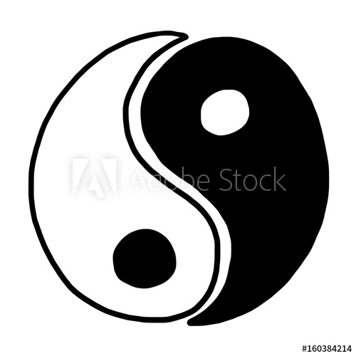 500x500 Yin Yang Cartoon Vector And Illustration, Black And White, Hand - Yin Yang Sketch
