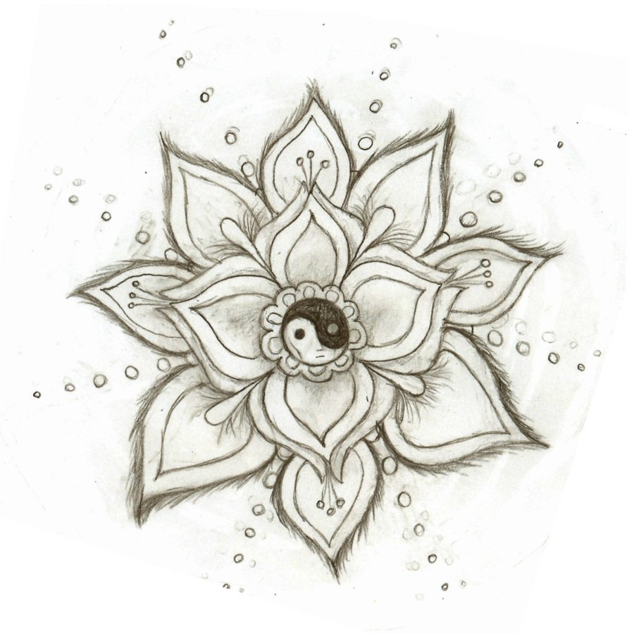 900x900 Beautiful Flower Drawing Simple Pinjosie Radosevich On Tattoos - Yin Yang Sketch