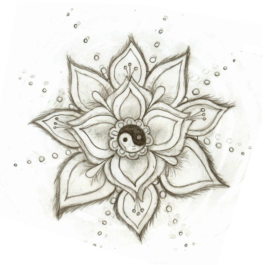 894x894 Yin Yang Flower By Skysage Crafty Drawings, Tumblr - Ying Yang Sketch