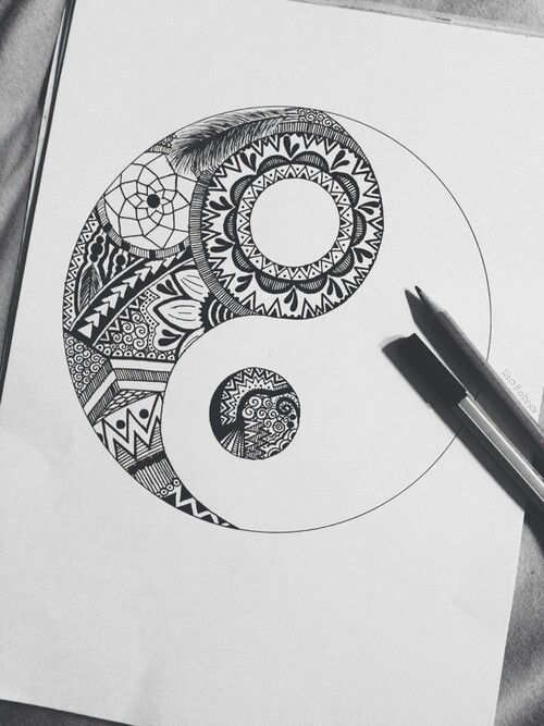 500x667 Gorgeous.. Ying Yang Mandala Tattoo, Tattoo Drawing Designs - Ying Yang Sketch