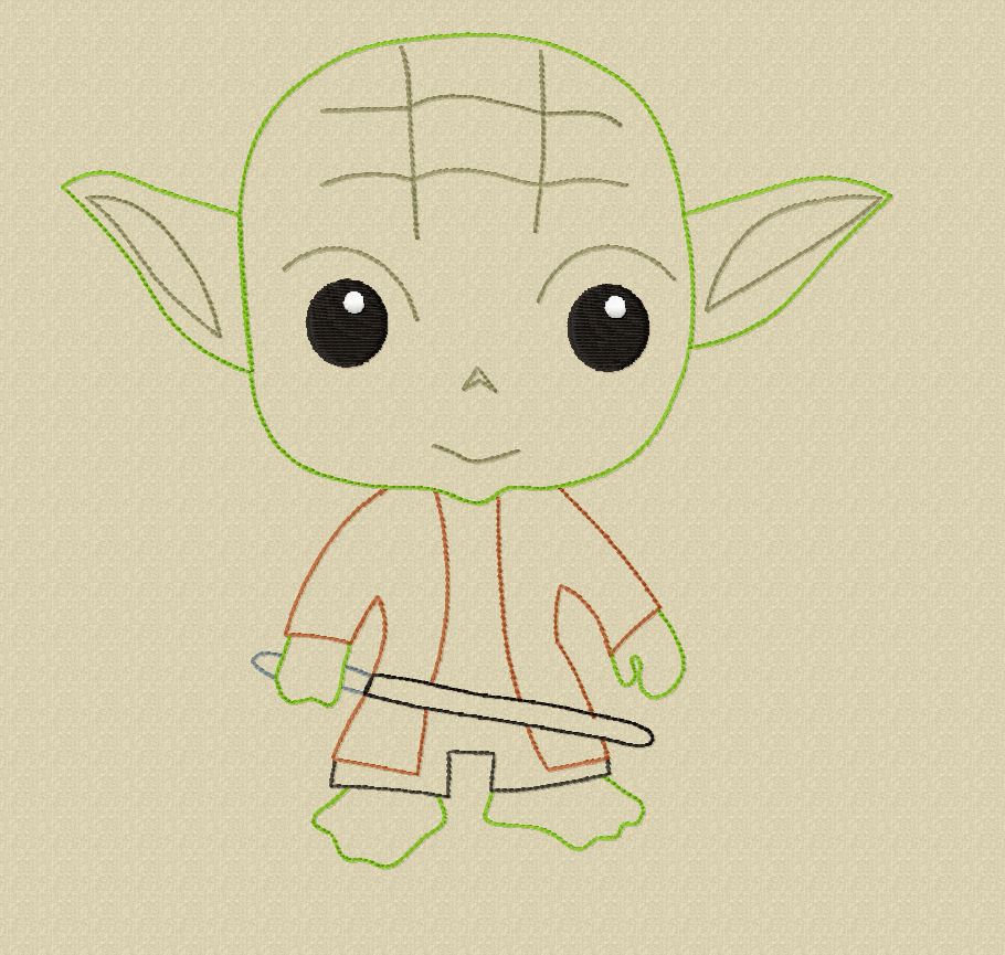 910x865 Sketch Stitched Yoda ~ Vintage Stitch ~ Heirloom Stitch ~ Bean - Yoda Sketch