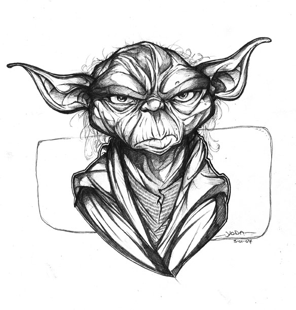 584x611 Yoda Sketch 01 By Robduenas - Yoda Sketch
