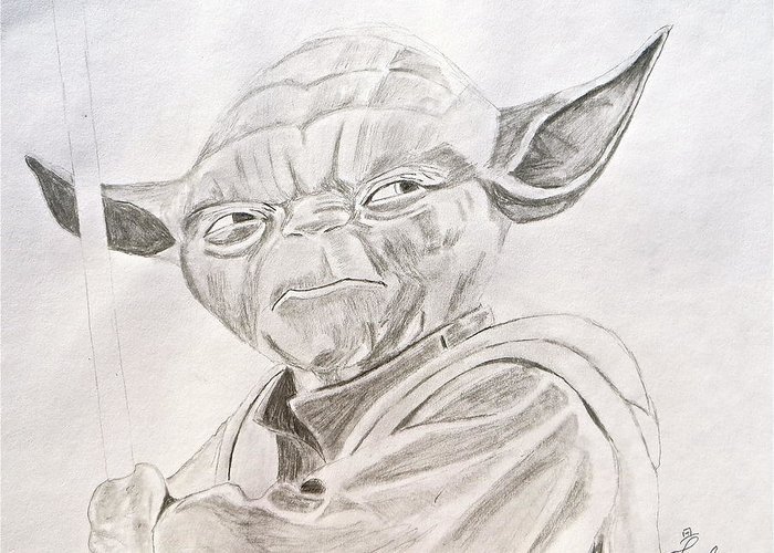 700x500 Yoda Sketch Greeting Card For Sale By Artistic Indian Nurse - Yoda Sketch
