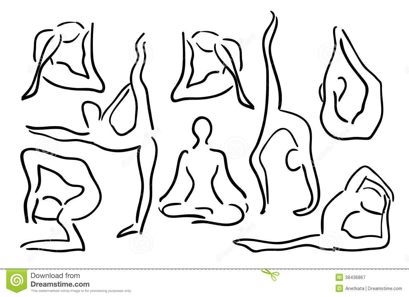 1300x944 Stylized Sketch Yoga Poses - Yoga Pose Sketch