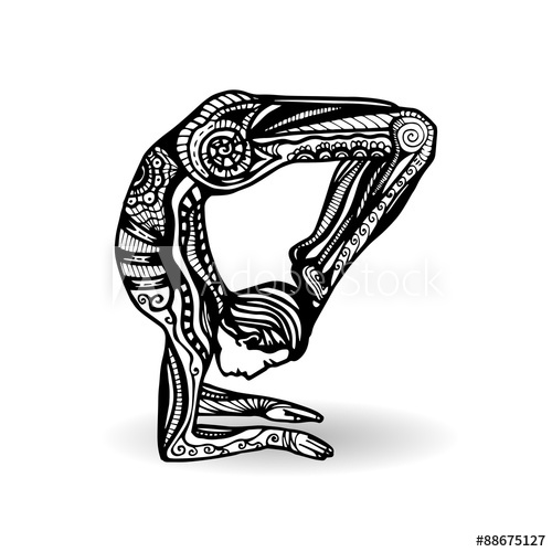 500x500 Vector Yoga Illustration In Zentangle Style. Man In Yoga Pose As - Yoga Pose Sketch