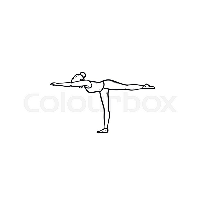 800x800 Women In Warrior 3 Yoga Pose Hand Drawn Outline Doodle Icon. Yoga - Yoga Pose Sketch