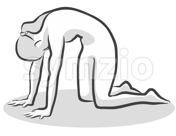 620x480 Black Cat Marjaryasana Yoga Pose Vector Illustration 119146 - Yoga Pose Sketch