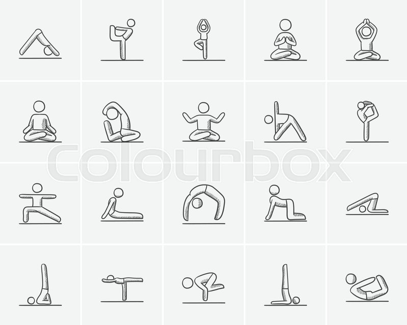 799x639 Yoga Sketch Icon Set For Web, Mobile And Infographics. Hand Drawn - Yoga Sketch
